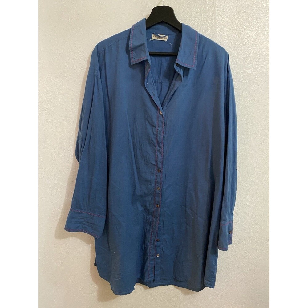 Natural Life Lesli Shirt Dress Dark Turquoise Star Elbow Patch L/XL M32